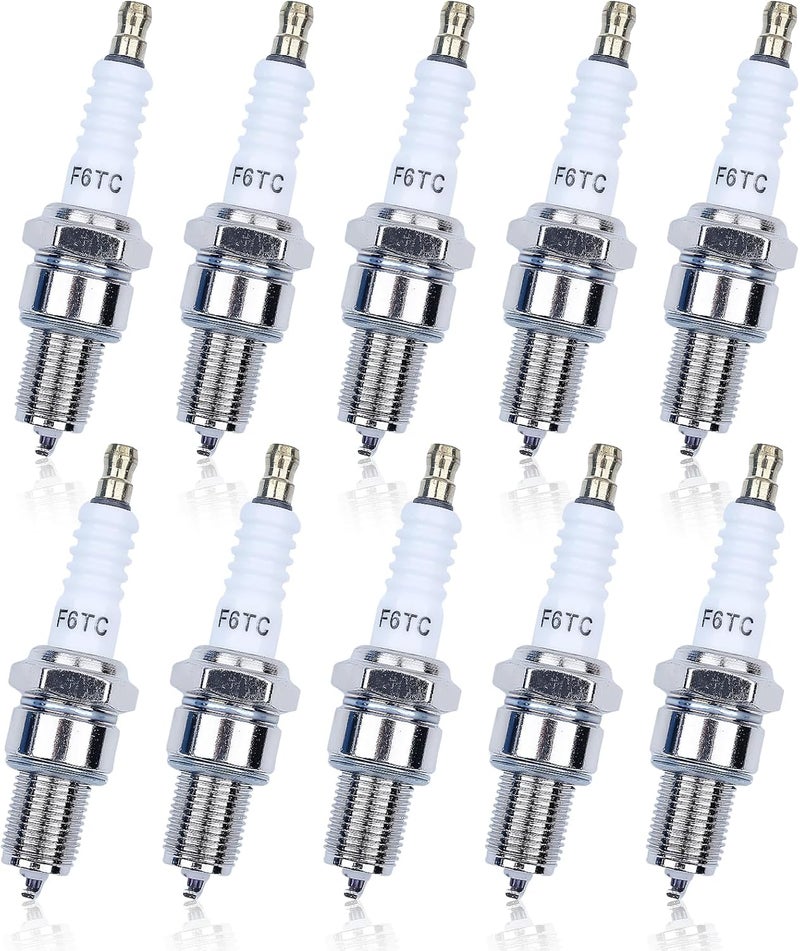 Adefol F6TC Spark Plugs for Honda GX160 GCV160 GX100 GX120 GX200 GX240 GX270 GX340 GX390 Series Lawnmower Engine Sparkplug， F6TC Spark Plug for NGK BP6ES and for Champion N9YC, (10 Pack F6TC Spark Plug) - Image 1